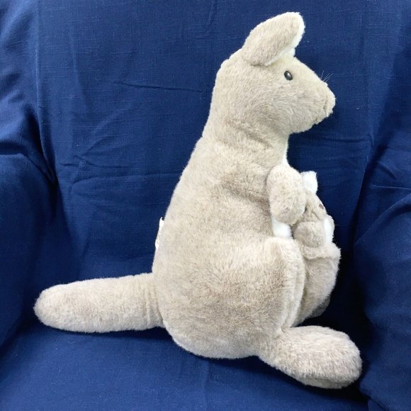 ALRESFORD vintage kangaroo plush - 16" gray mom & baby joey stuffed animals UK - Picture 8 of 15
